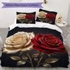 Classic White Rose Pattern Bedding Uilt Set Uilt Cover Pillowcase Home Decoration Birthday Gift (1 * Duvet Cover + 2 * Pillowcase Without Core)