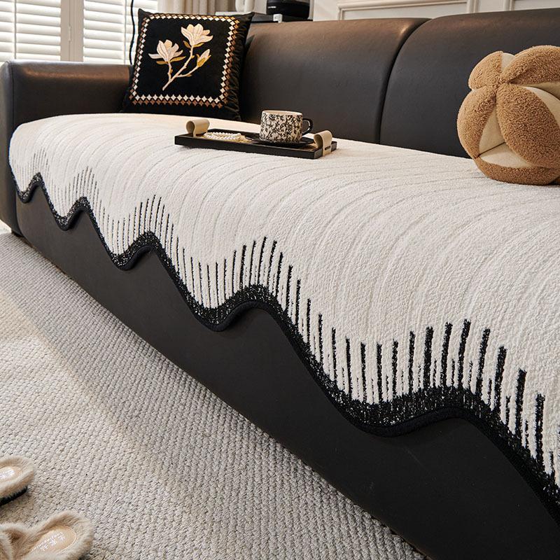 Premium Special-Shaped Leather Sofa Cushion Autumn And Winter  New Plush Straight Row Non-Slip Seat Cushion Sofa Cover Towel
