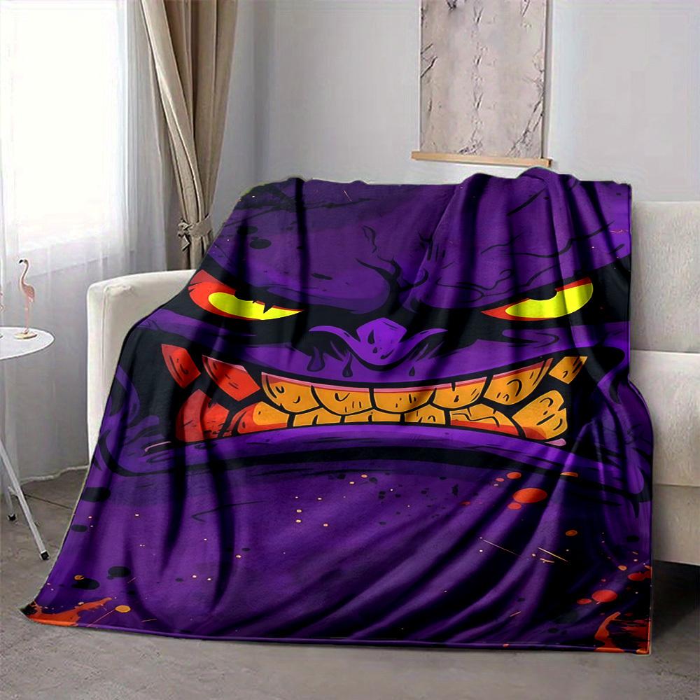 1pc Monster Night Blanket, Lightweight Flannel Throw Blanket For Sofa, Bed, Travel, Camping, Living Room, Office, Couch, Chair, And Bed