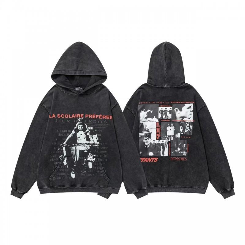 Übergroßer Kapuzenpullover Herren Streetwear Lockere Passform Baumwolle Schweres Material Wintergewaschen Vintage-Stil
