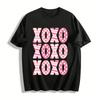Valentine's Day Love Heart XOXO Print Casual Top Pure Cotton T-shirt