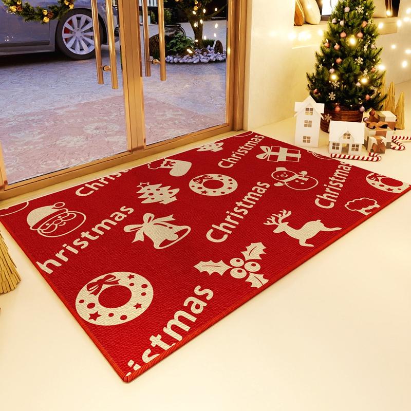 VIKAMA Christmas Durable Anti-Slip Floor Mat for Bedroom, Living Room, Entrance Door - Washable, Non-Greasy, Home Decoration