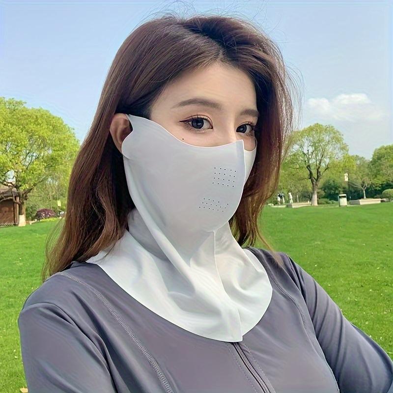 Elegant Face Mask for Women - Breathable, Sun-Protective Neck Cover with Dotted Design, Ideal for Outdoor Activities and Beach