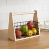 Fruit Basket with Handle Decorative Design Wood SpaceSaving for Living Room, Kitchen,