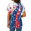 Women's Casual Fashion V-Neck Button Independence Day Print Short Sleeve Top