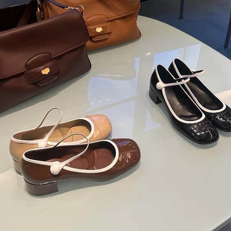 Genuine leather new French retro thick heel with Mary Jane shoes women's shallow mouth jk single shoes small leather shoes