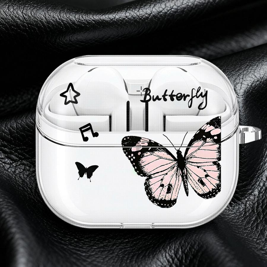 Cartoon Butterfly Case For Samsung Galaxy Buds 3Pro 4Pro 3 FE 2 4 Pro Live 2Pro Clear Earphone Cases Cover With Hook