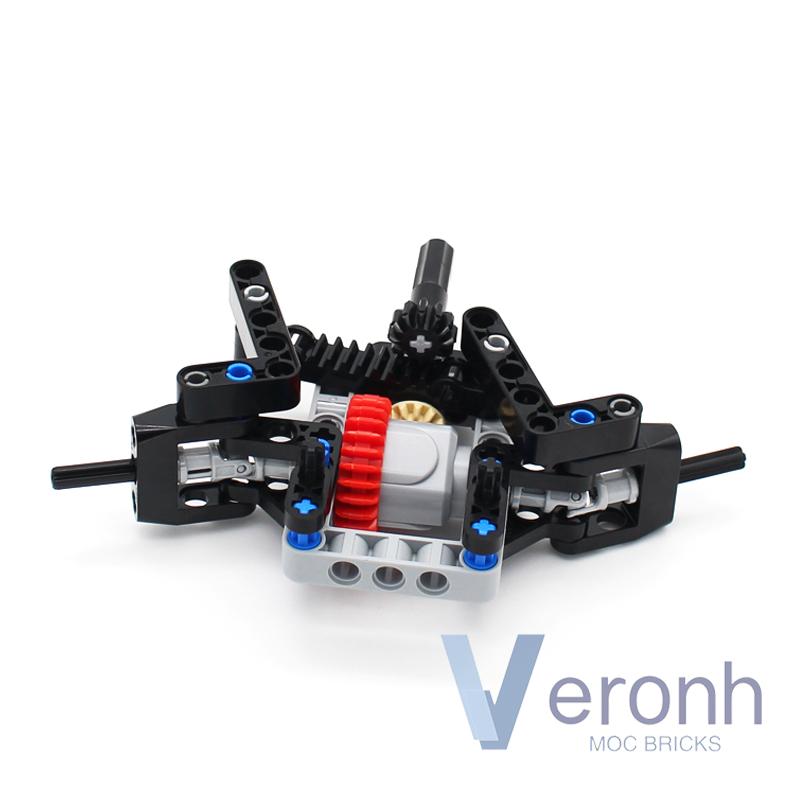 Simple 4WD Car Front Steering & Differential Gear Suspension System Kit MOC High-Tech Building Blocks Assembly Bricks Kid Toys