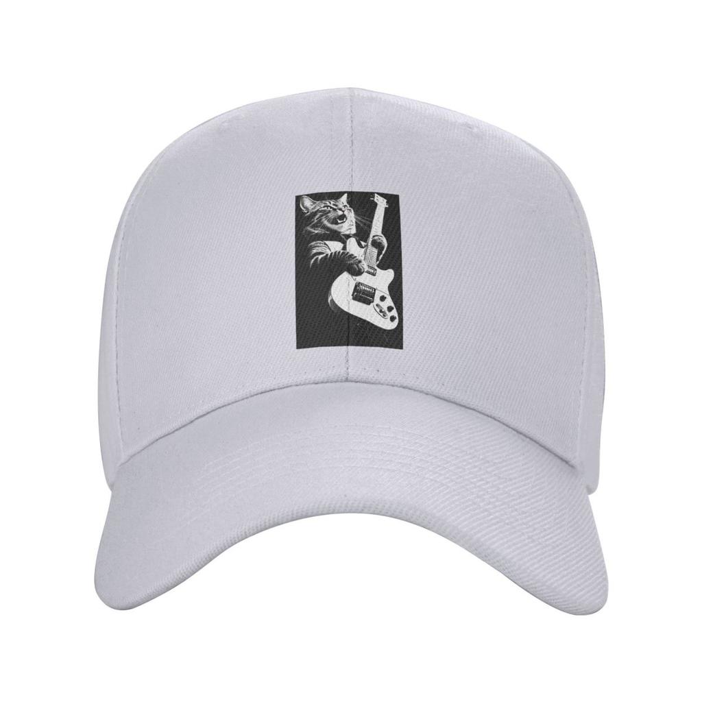 Rock Cat Playing Guitar Cartoon Guitar Cat Baseball Caps Fashion Men Women Hats Casual Cap Sports Baseball Hat Casquette