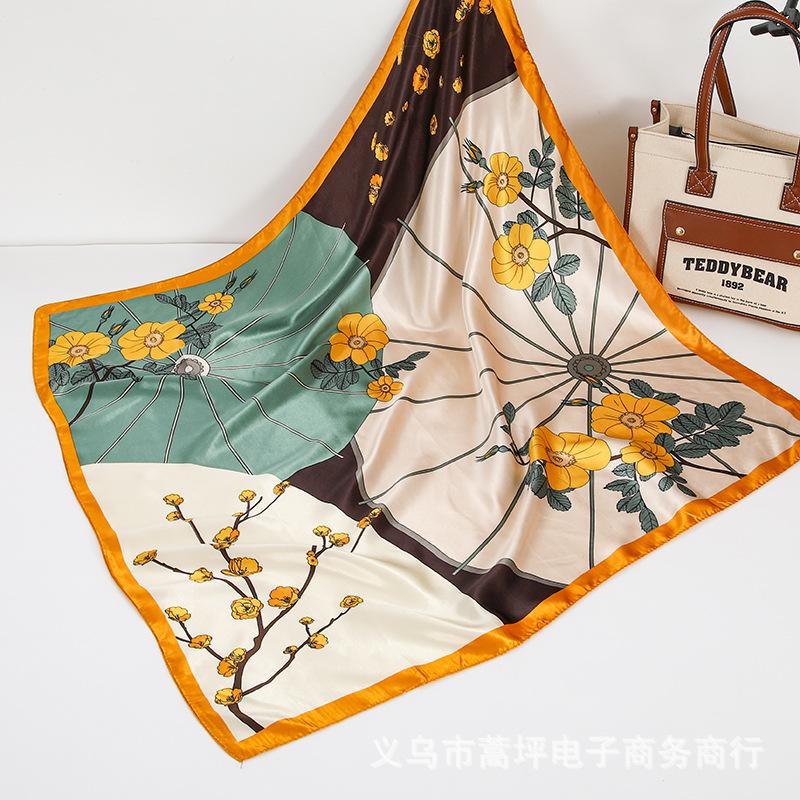 

Атласный шарф в китайском стиле 90 см, большой квадратный шарф, простая имитация шелкового шарфа, шарф-шаль, маленький шарф 90*90