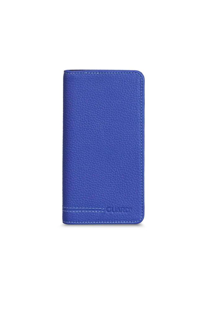 

Blue Black Leather Portfolio Wallet with Guard Phone Entry