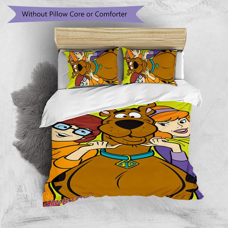 Scooby Doo 3pcs Bedding Set Duvet Cover Closure Includes 1 Duvet Cover & 2 Pillowcases for All Seasons Bedroom Home Dorm Decor