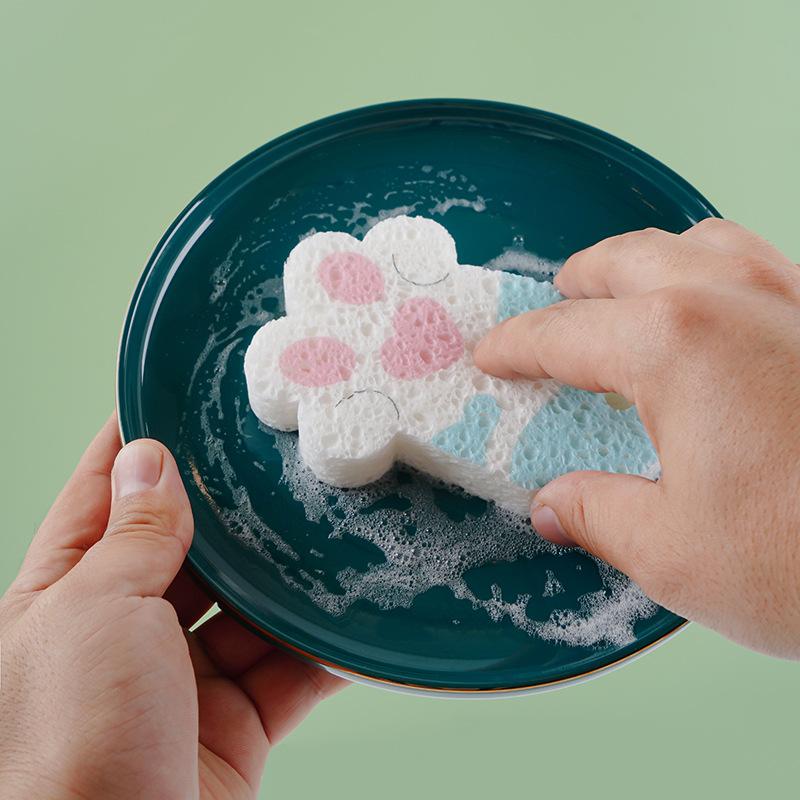 Bleach Cloth Cartoon-printed Compressed Wood-pulp Cotton Sponge for Kitchen Cleaning, Dish Washing, Pot Cleaning Sponge Sheet