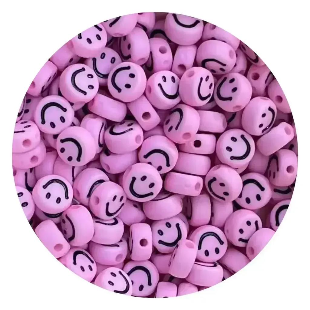 100-500PCS Mixed Colorful Acrylic Happy Face Beads Acrylic Smiling Face Spacer Beads for Bracelet Necklace DIY Jewelry Making