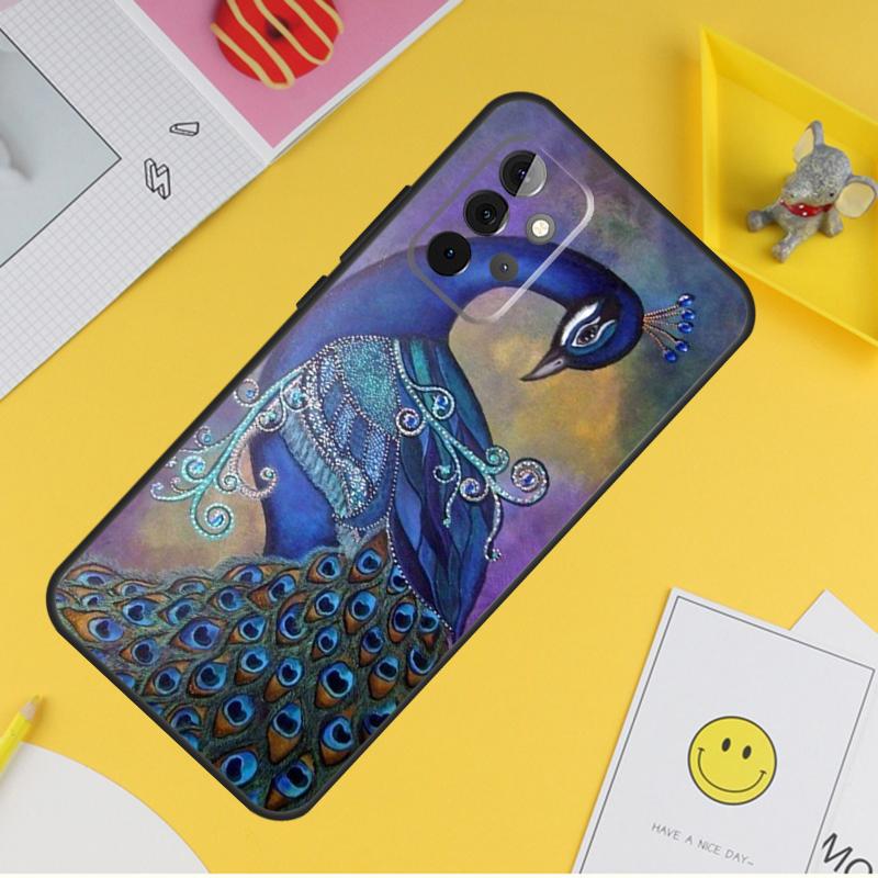 Vogel Pfauenfeder Hülle Für Samsung Galaxy A15 A17 A54 A34 A14 A13 A23 A33 A53 A52 A32 A12 A56 A36 A16 A35 A55