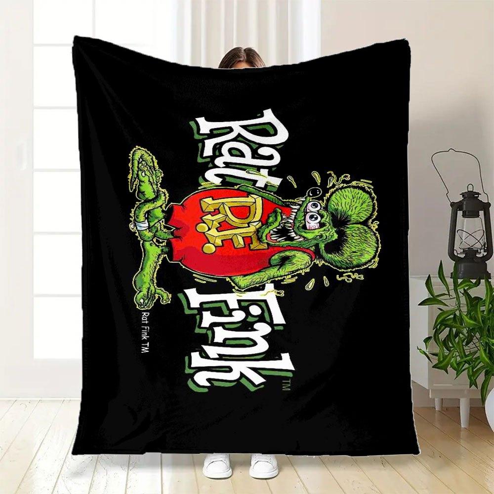 Rat Fink Classic T-Shirt - GreenBlanket Flannel Throw Blanket for Sofa, Bed, Travel, Camping, Office, Couch, Chair, And Bed Gift for Christm