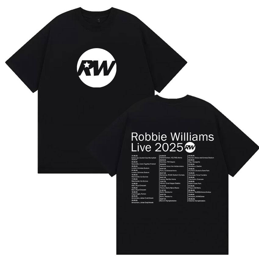 

Робби Уильямс Live Rw Tour 2025 Мерч Футболки Мужская Винтажная Хлопковая Футболка Высокого Качества Мужская Хип-Хоп с Круглым Вырезом Одежда Футболки 4XL