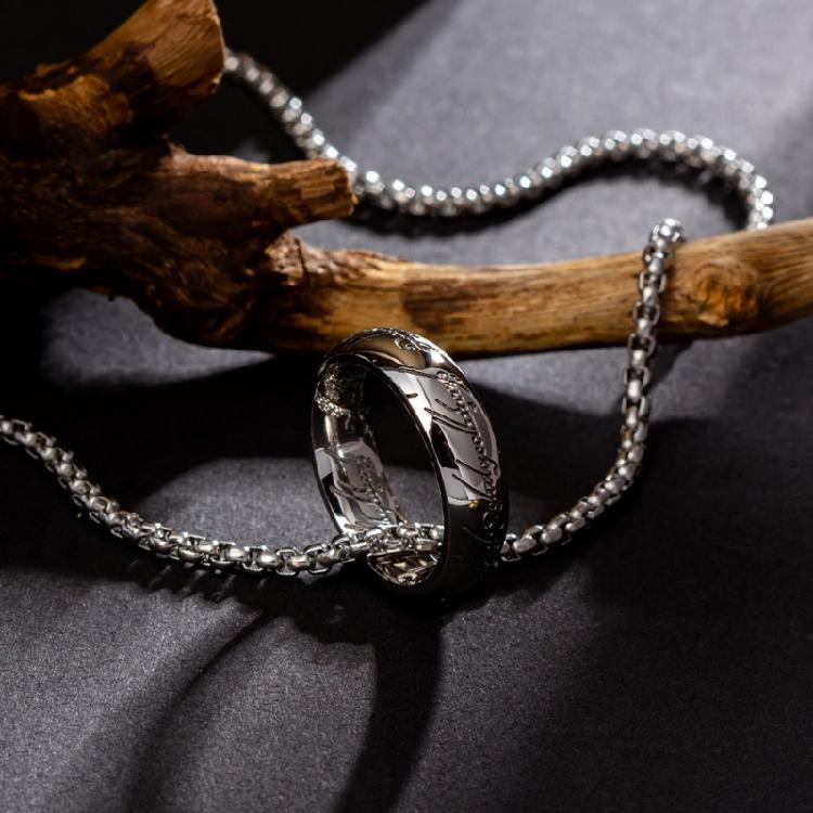 Men's Titaniums Steel Necklace Retro Finger Ring Charm Pendant Clavicle Chain Handmade Choker Music Festival Jewelry