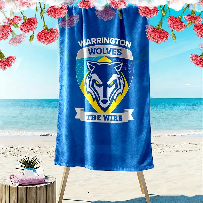 Warrington Wolves Print Beach Towel, Large Soft Quick Dry Towel for Beach Camping Swimming