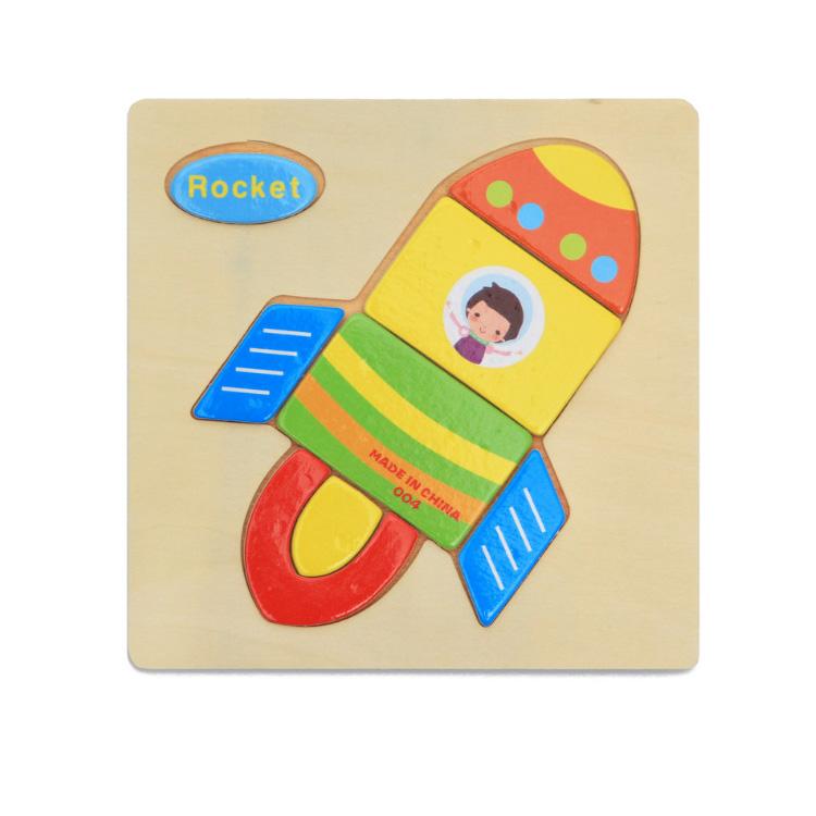 Cartoon Animal Fruit Car Pattern Wooden 3D Puzzle Baby Intelligence Early Learning Educational Toy Cute Wood Puzzle For Kids