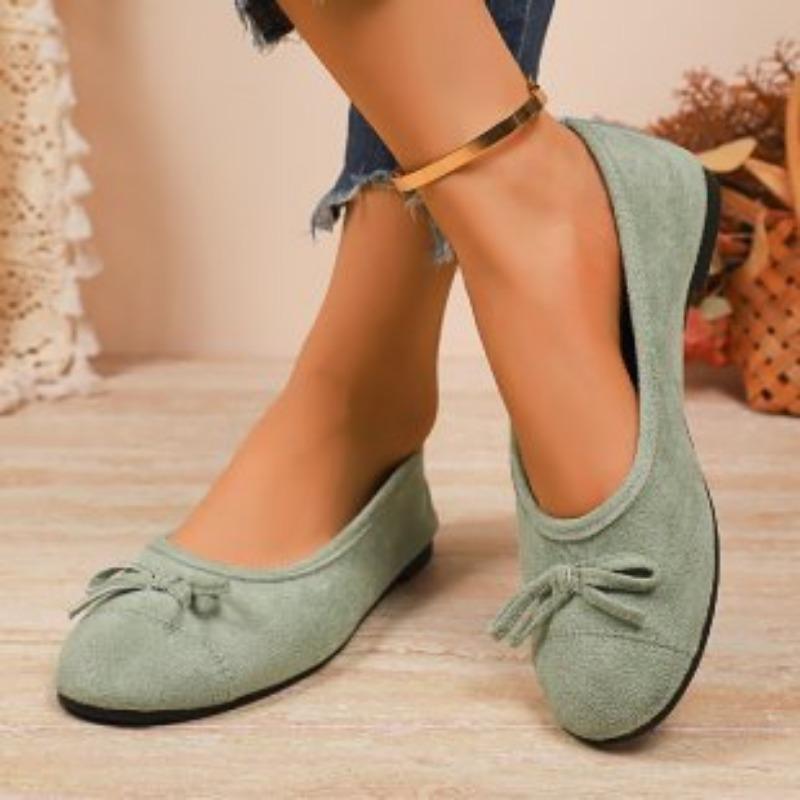 Bow ballet shoes flat single shoes women's new spring and autumn soft-soled beanie shoes gentle evening shoes