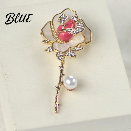 Brooch Pin Three-Dimensional Rose Shape Enamel Drip Technology Bridal Dress