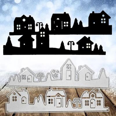 2 Row Houses Town Building Design Style Metal Cutting Die Stencil for DIY Scrapbooking Album Photo Embossing Paper Card Craft Decor