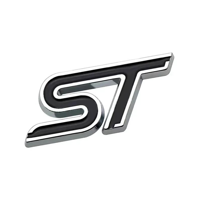 AJG1 3D Metal ST Badge Decal Car Body Emblem Rear Trunk Sticker for Ford Everest Fiesta Focus Mondeo Ranger Mustang Transit Explorer