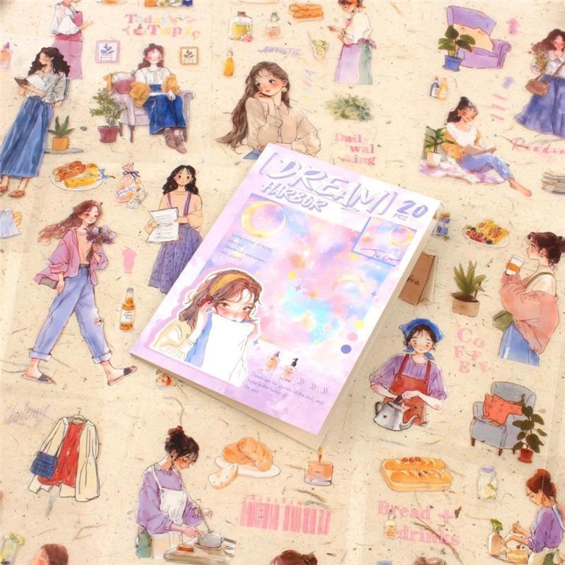 Women Journal Sticker Book, PET People Stickers For Journaling, Scrapbook, Junk Journal Supplies Dream Harbor