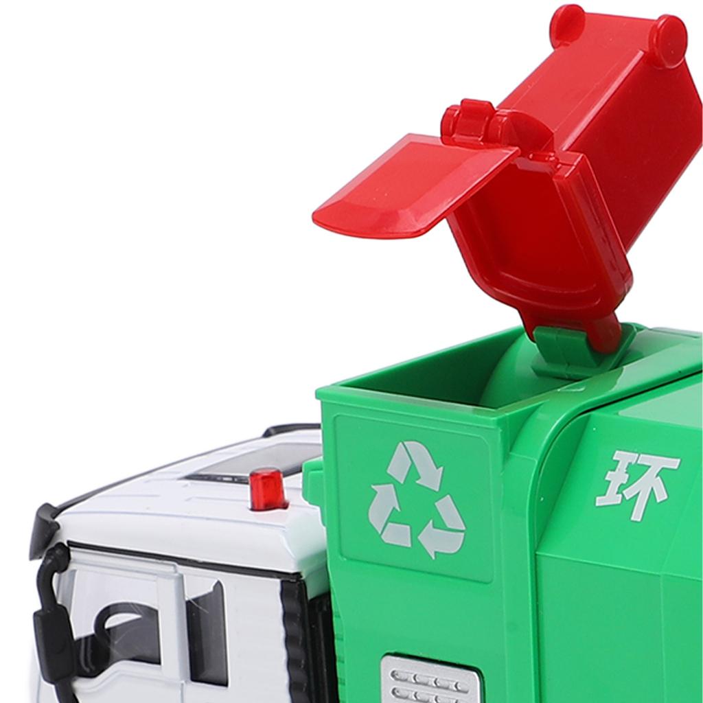 Müllwagen Spielzeug Multifunktional 1:50 Rückzieh-Legierungs-Recycling-LKW Spielzeugset mit 4 Mülltonnen