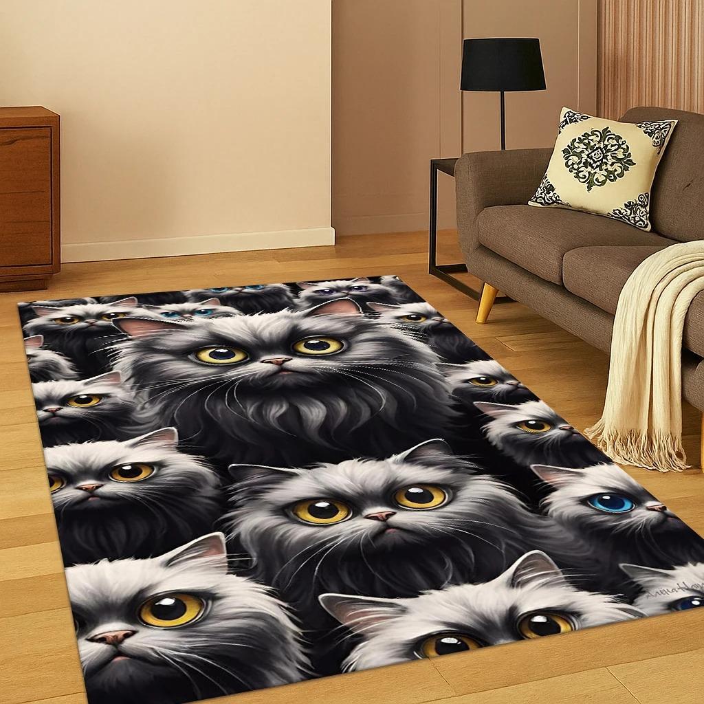 3D Cute Cat Pattern Carpet Rug Floor Mat for Home Bedroom Living Room Sofa Doormat Kitchen Decor Home Living Room Decoration