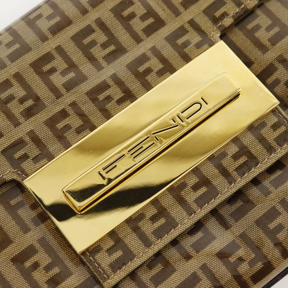 FENDI Mamma bucket Shoulder Bag Zucchino 2-way clutch Brown Plastics Women Used