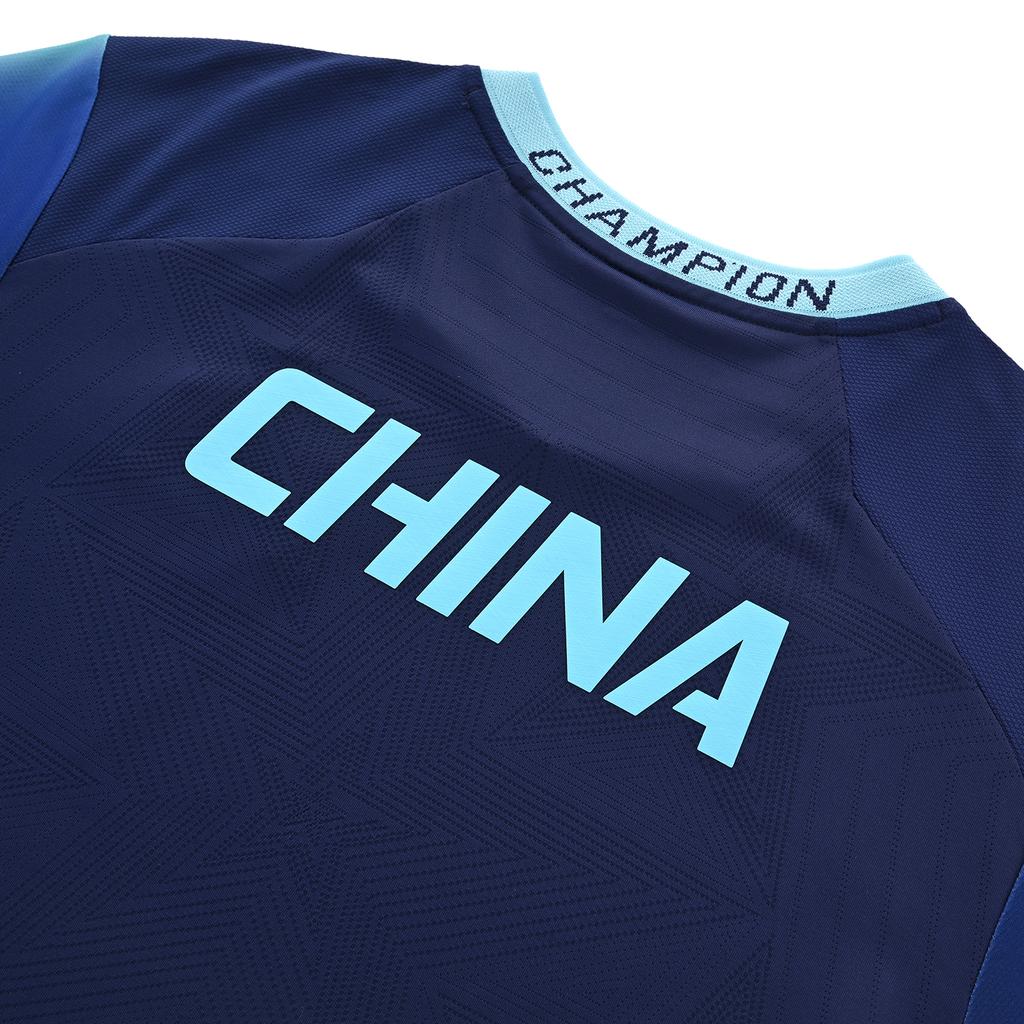 Li-Ning National Team Champion Series Five-Star Gradient Breathable Quick-Dry Competition Top Table Tennis Short Sleeve Men tops AAYW097-1