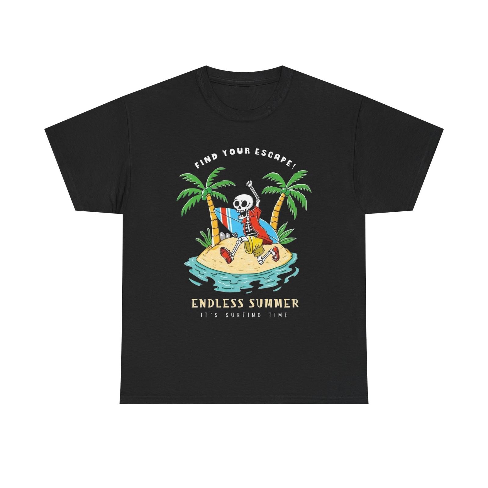 

Find Your Escape In Summer Graphic T Shirt Mens Womens Tees Top Unisex Heavy Cotton Tee New Gift 3XL