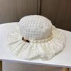 Small Fresh Lace Fisherman Hat Women's Summer UV Protection Big Brim Sun Hat Fashionable Versatile Foldable Sun Hat
