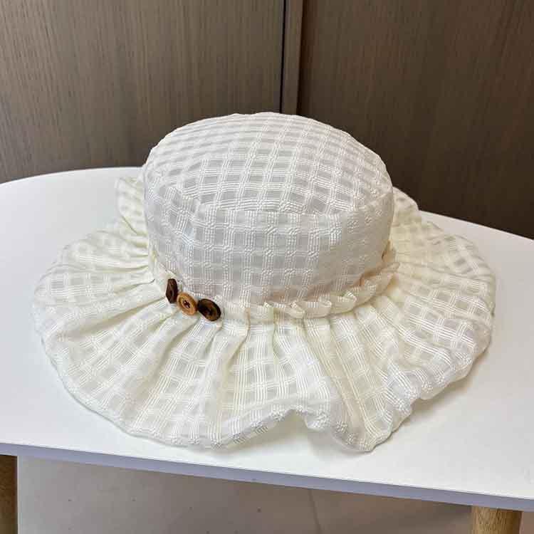 Small Fresh Lace Fisherman Hat Women's Summer UV Protection Big Brim Sun Hat Fashionable Versatile Foldable Sun Hat