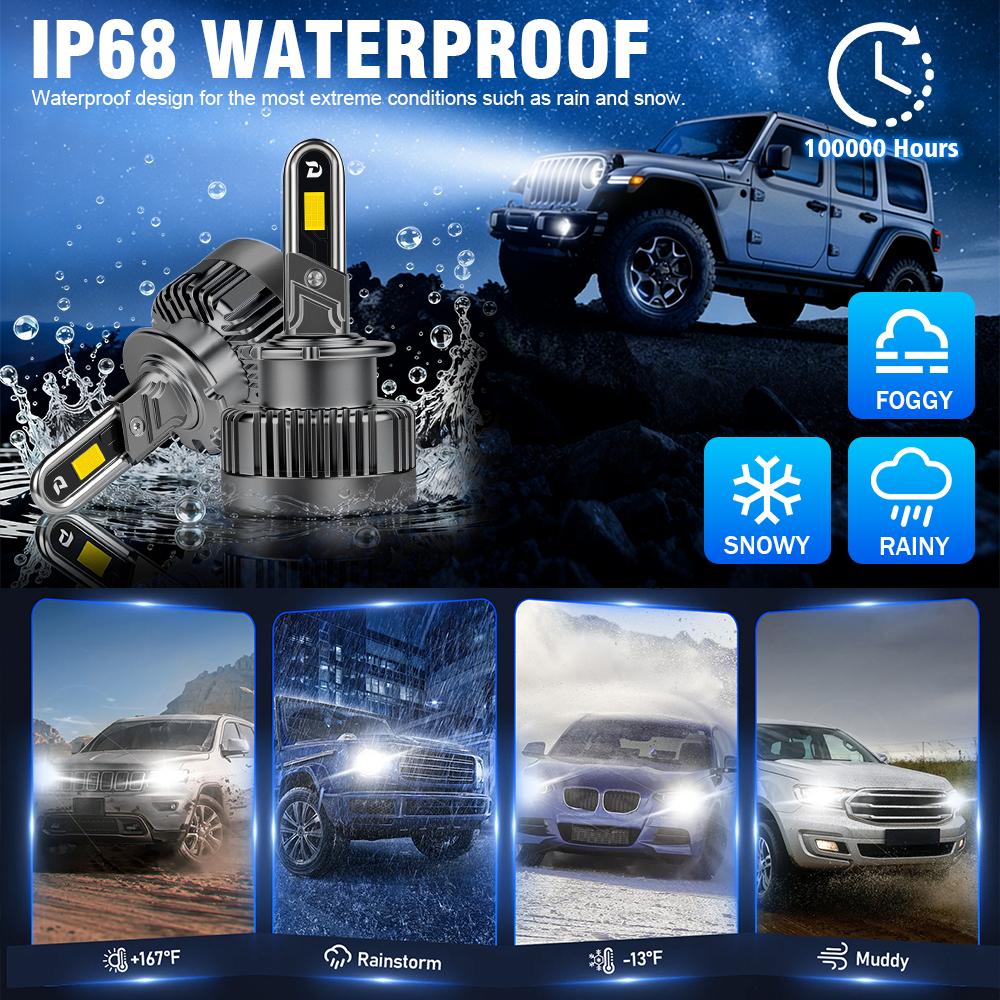 Canbus No Error New LED Headlight D2S D2R D4S D4R 20000LM 200W High Power Lamps with Cooling Fan CSP Chip Auto Lights