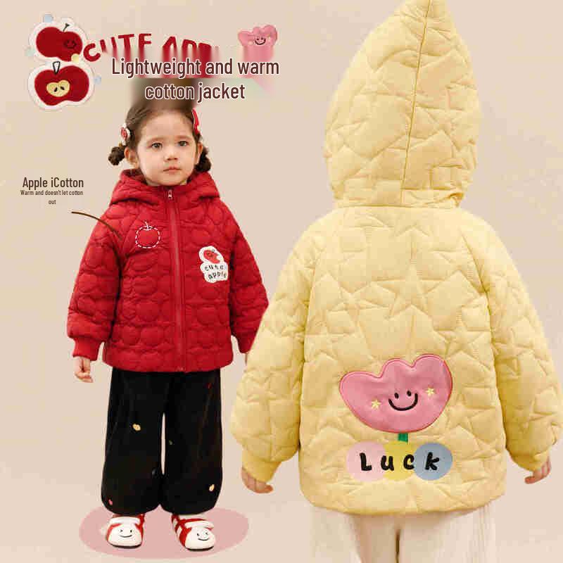 LUSON Baby Girl Hooded Diamond Padded Jacket 90