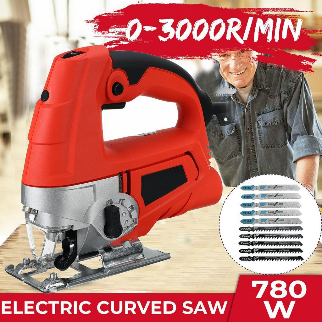 Professional Electric Jig Curve Saw With 10 Blades Home Multifunctional Woodworking Tools Curve Saw Pull Saws 780W 0-3000r/min 220v
