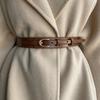 Women's Genuine Leather Oval Pin Buckle Belt for Dresses and Coats