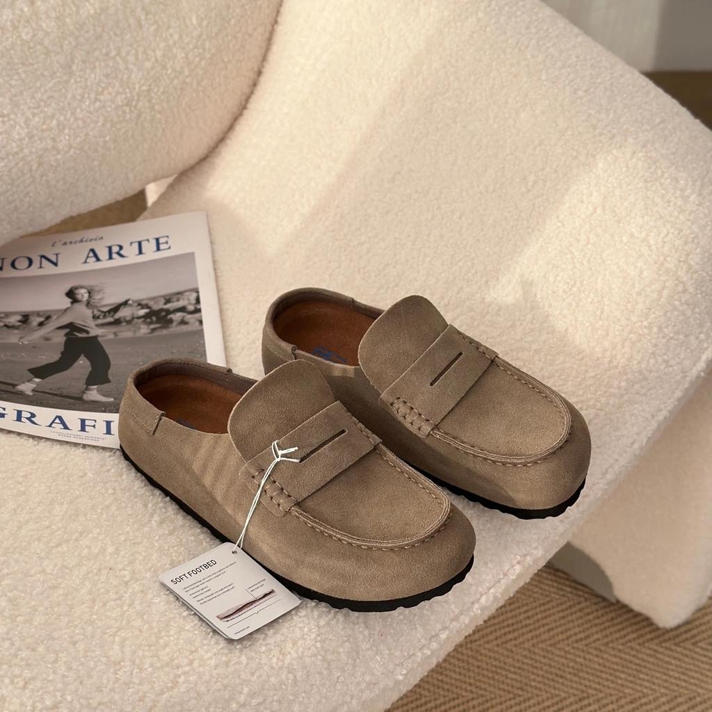 Vintage Thi Bot Cork Sole Women Shoes Leather Slippers Outdoor Casual Shoes Woman Mules Flat Heel Footwear Shoes for Women