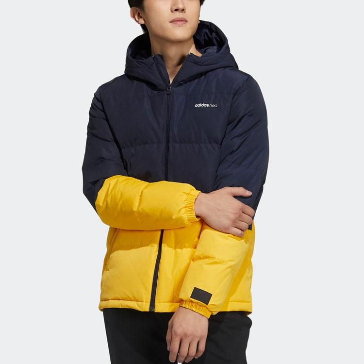 Adidas Neo M Cb Down Puff Warm Sports Hooded Down Jacket Men Jacket Gold Blue GJ8789