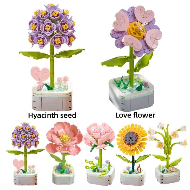 Creative Plant Flower Building Blocks For Children Diy Puzzle Toy Gift For Valentine's Day Sunflower Style