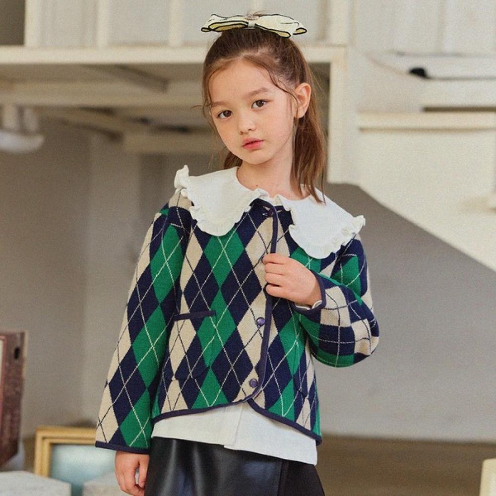 

Оливан Пуговичный кардиган с узором «гусиная лапка» Зеленый painted/110