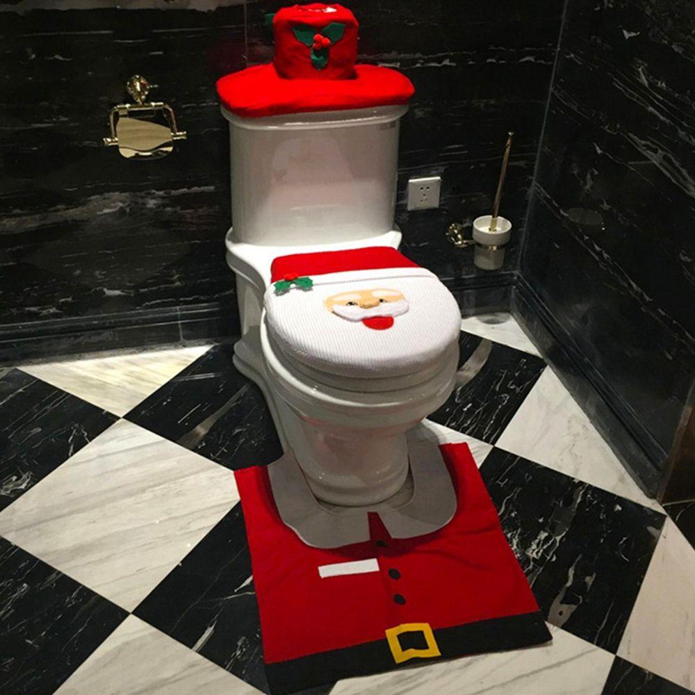 Set Christmas Decorations Decorative Products Toilet Seat Cover Toilet Case Rug Set Toilet Mat