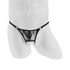 Mens Open Front Lace Thongs Low Rise Spaghetti Strap G-String See Through Lingerie Underwear Sissy Panties Penis Hole Underpant
