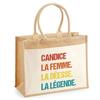 Sac de plage - PLANETEE - Candice Déesse Légende Vintage - Coton imprimé en France - 43 x 33 cm - Anses bandoulière