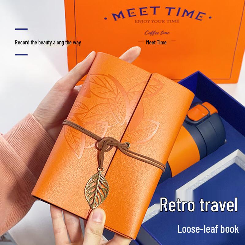 Hermes Orange 316 SS Insulated Cup & Travel Notebook Set