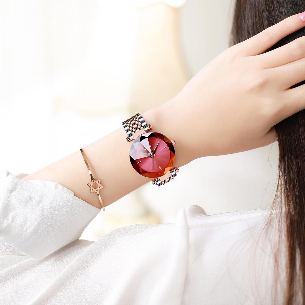 Morning Light Women's Fashion Watch - Diamond-Shaped Glass, Waterproof Quartz
