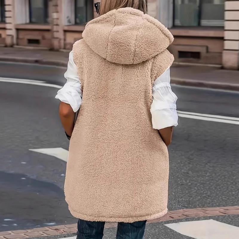 Solid color hooded cotton-padded vest double-sided wear slim-fit temperament cardigan jacket top